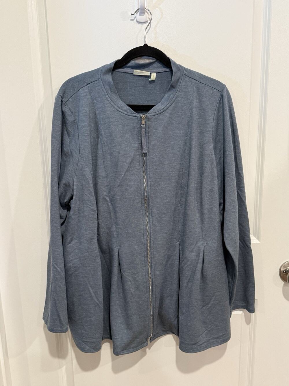 LOGO by Lori Goldstein Zip Front Light Blue Jacket Oversized size 2X Comfy